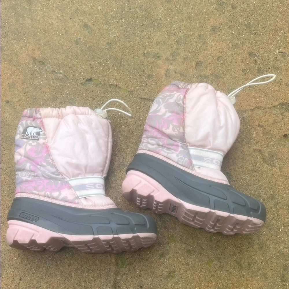 Sorel Cub Girls Insulated Pink Grey Winter Snow Rain Boot Size 3